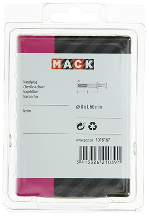 Mack 1018167 - nylon nagelplug polyamide 25 st 8 x 60 mm | 3 stuks