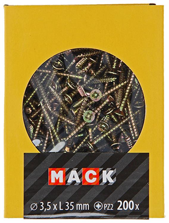 Mack 1020085 - spaanplaatschroef vz kop geel vz 200 st 3,5 x 35 mm | 5 stuks
