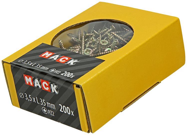 Mack 1020085 - spaanplaatschroef vz kop geel vz 200 st 3,5 x 35 mm | 5 stuks