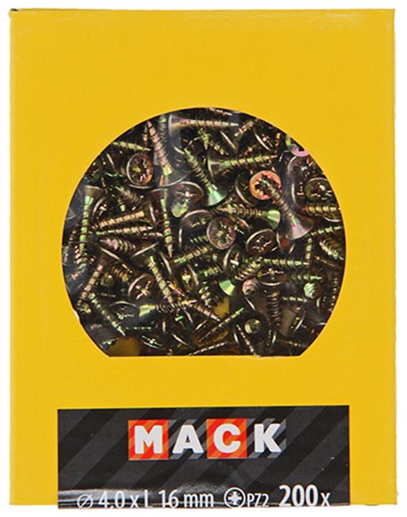 Mack 1020089 - spaanplaatschroef vz kop geel vz 200 st 4,0 x 16 mm | 5 stuks