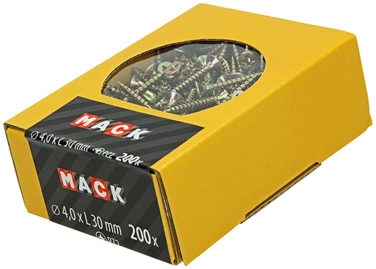 Mack 1020092 - spaanplaatschroef vz kop geel vz 200 st 4,0 x 30 mm | 5 stuks