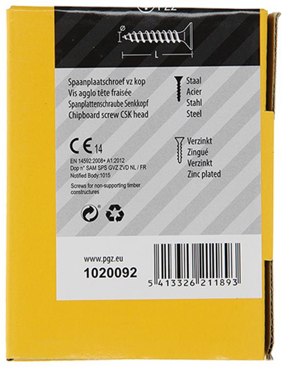 Mack 1020092 - spaanplaatschroef vz kop geel vz 200 st 4,0 x 30 mm | 5 stuks