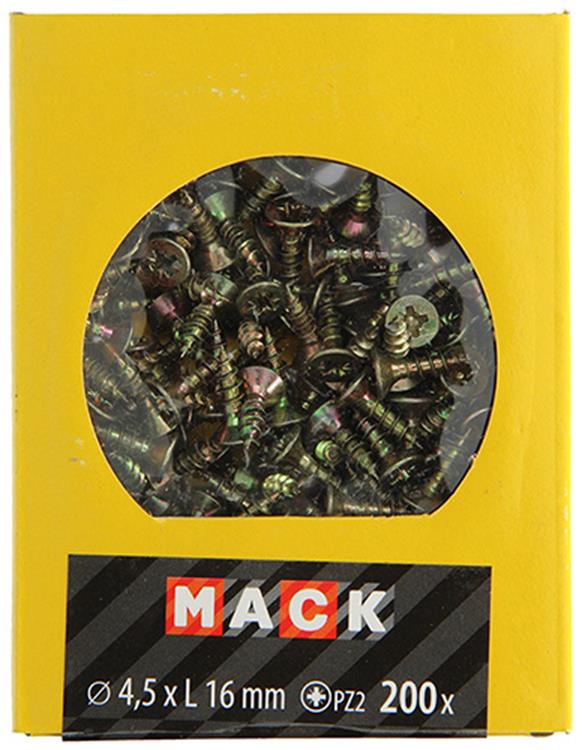 Mack 1020099 - spaanplaatschroef vz kop geel vz 200 st 4,5 x 16 mm | 5 stuks