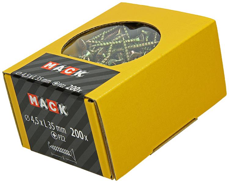 Mack 1020103 - spaanplaatschroef vz kop geel vz 200 st 4,5 x 35 mm | 5 stuks
