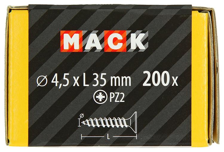 Mack 1020103 - spaanplaatschroef vz kop geel vz 200 st 4,5 x 35 mm | 5 stuks