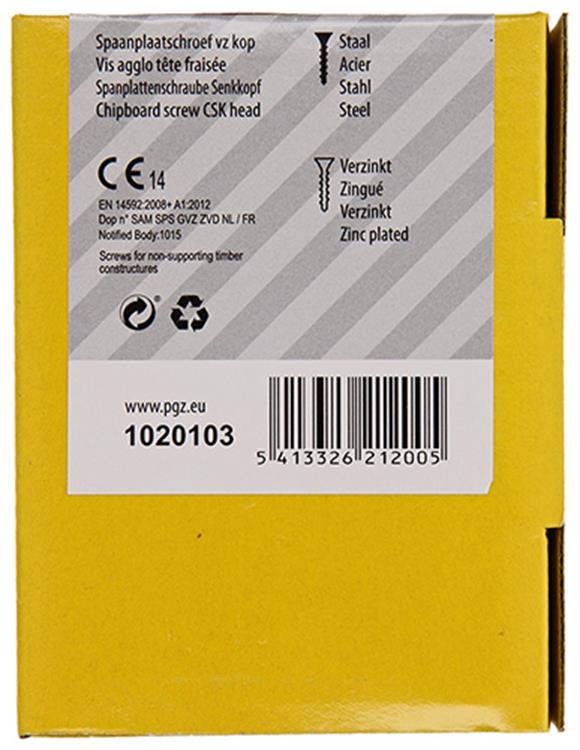 Mack 1020103 - spaanplaatschroef vz kop geel vz 200 st 4,5 x 35 mm | 5 stuks