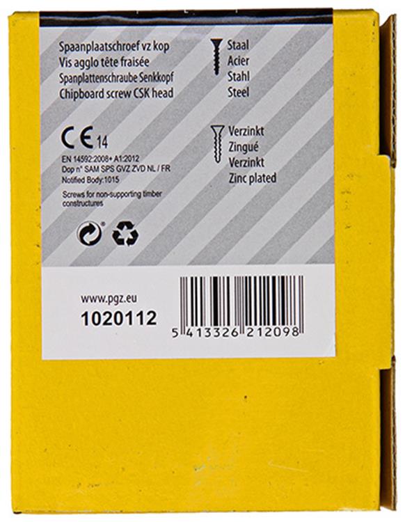 Mack 1020112 - spaanplaatschroef vz kop geel vz 200 st 5,0 x 35 mm | 5 stuks