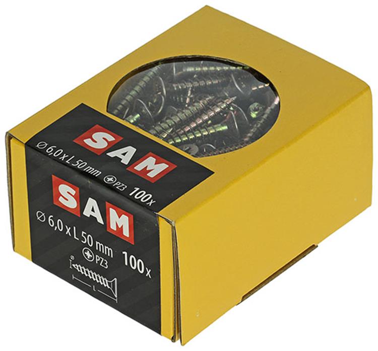 Mack 1020122 - spaanplaatschroef vz kop geel vz 100 st 6,0 x 50 mm | 5 stuks