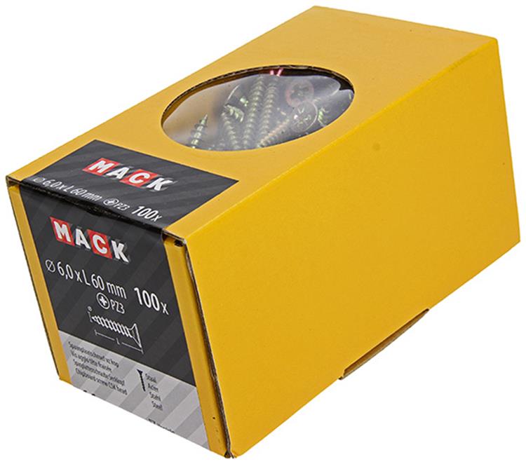 Mack 1020123 - spaanplaatschroef vz kop geel vz 100 st 6,0 x 60 mm | 2 stuks