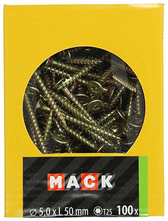 Mack 1020152 - spaanplaatschroef vz kp-zelfb.gvz 100st 5,0 x 50 mm | 5 stuks