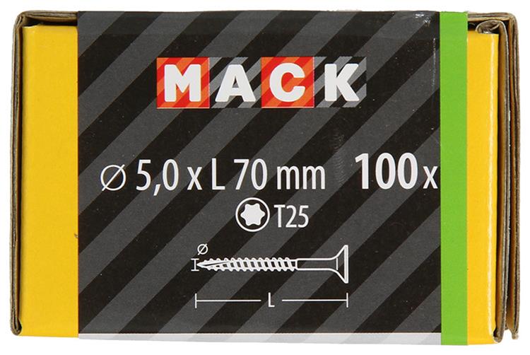 Mack 1020154 - spaanplaatschroef vz kp-zelfb.gvz 100st 5,0 x 70 mm | 3 stuks