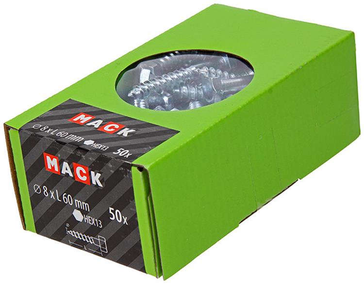 Mack 1020176 - houtdraadbout verzinkt 50 st 8 x 60 mm | 3 stuks