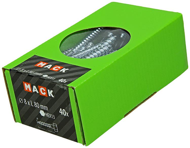 Mack 1020178 - houtdraadbout verzinkt 40 st 8 x 80 mm | 3 stuks