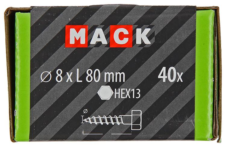 Mack 1020178 - houtdraadbout verzinkt 40 st 8 x 80 mm | 3 stuks