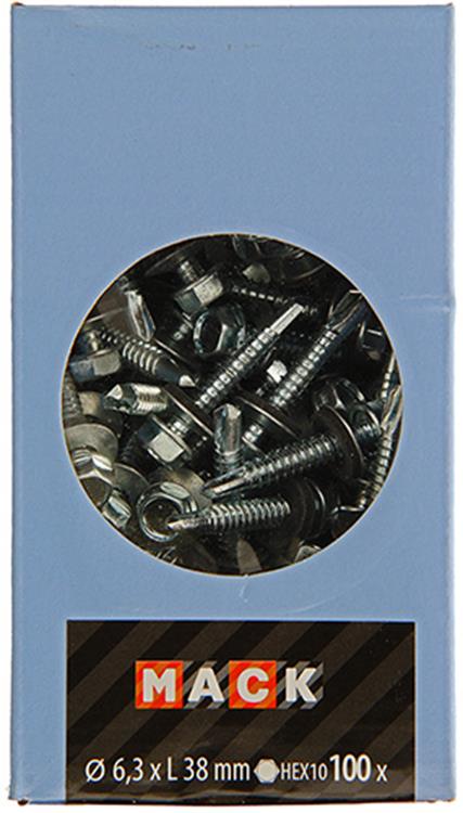 Mack 1020187 - zelfbor.schroef zeskt kop epdm-vz 100st 6,3 x 38 mm | 2 stuks