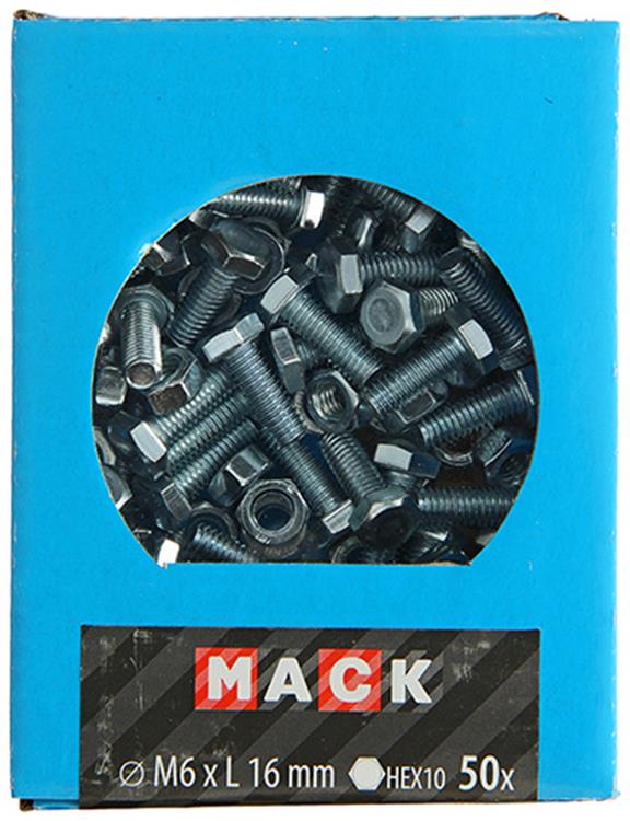 Mack 1020213 - tapbout + moer verzinkt 50 st m6 x 16 mm | 5 stuks