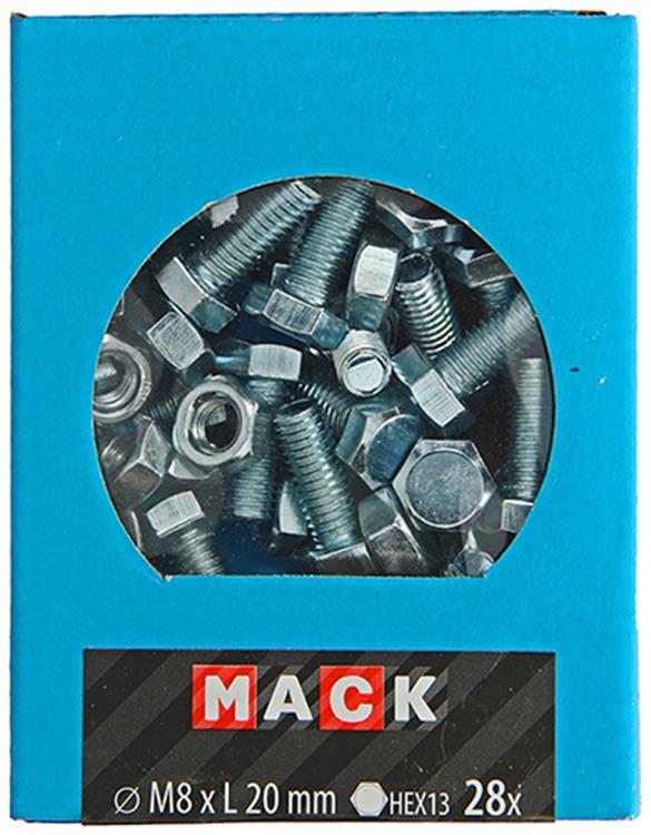 Mack 1020219 - tapbout + moer verzinkt 28 st m8 x 20 mm | 5 stuks
