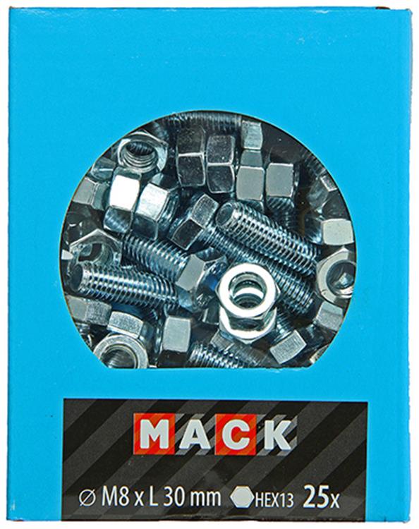 Mack 1020220 - tapbout + moer verzinkt 25 st m8 x 30 mm | 5 stuks