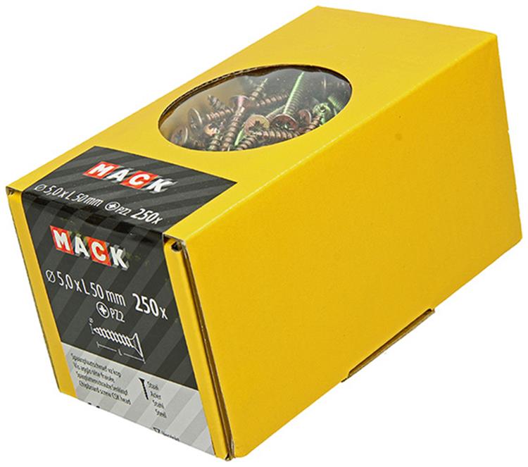 Mack 1020268 - spaanplaatschroef vz kop gvz 250 st 5,0 x 50 mm | 1 stuks