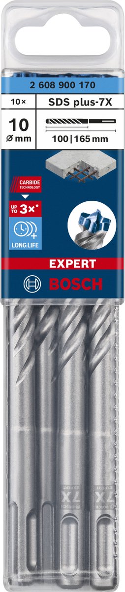 Bosch expert sds plus-7x hamerboor 10 x 100 x 165 mm, 10 stuks