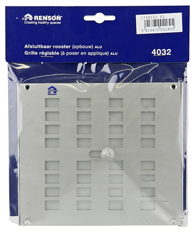 Renson 1006217 - regelbare rooster opb. 4032 alu f1 175x150mm | 2 stuks