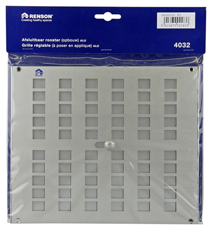 Renson 1006220 - regelbare rooster opb. 4032 alu f1 240x200mm | 2 stuks