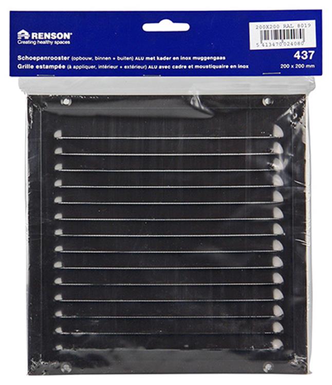 Renson 1006349 - schoepenrooster + kader + mug.opbouw 437 ral8019 200x200mm | 2 stuks