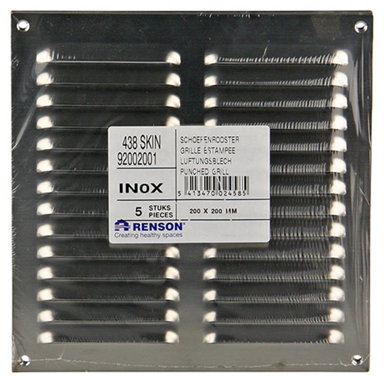 Renson 1006359 - schoepenrooster vlak 438 inox 200x200mm | 5 stuks
