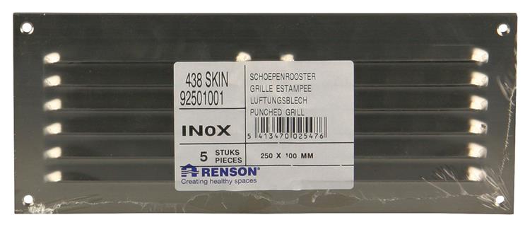 Renson 1006361 - schoepenrooster vlak 438 inox 250x100mm | 5 stuks