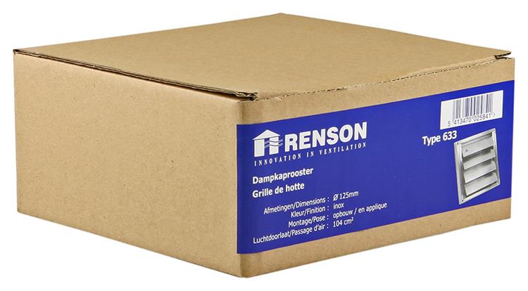 Renson 1006273 - dampkaprooster inbouw 633 inox ø125 | 2 stuks