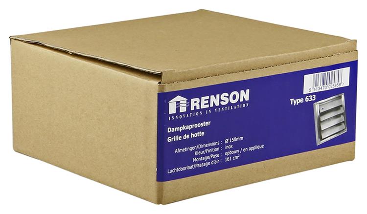 Renson 1006274 - dampkaprooster inbouw 633 inox ø150 | 2 stuks