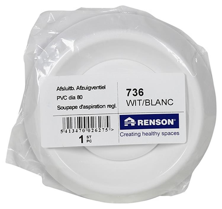 Renson 1006744 - afz.ventiel pvc736 wit ø 80 | 1 stuks