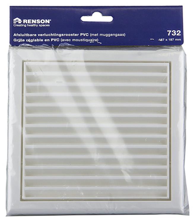 Renson 1006368 - regelbare rooster opb. 732 pvcral 9010 187x187mm | 2 stuks