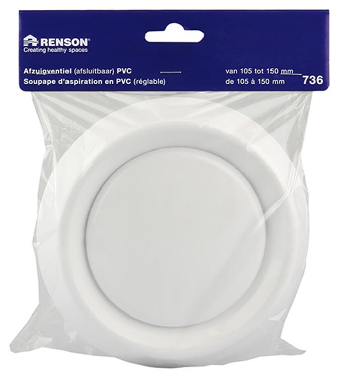 Renson 1006381 - afzuigventiel inbouw 736 dia pvc ø150 | 2 stuks