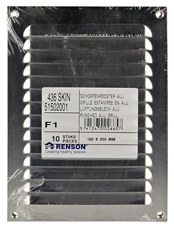 Renson 1006302 - schoepenrooster vlak alu f1 150x200mm | 10 stuks