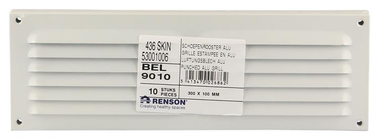 Renson 1006312 - schoepenrooster vlak alu ral 9010 300x100mm | 10 stuks