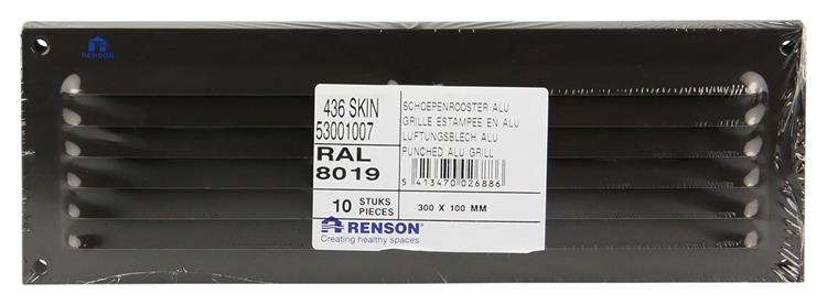 Renson 1006313 - schoepenrooster vlak alu ral 8019 300x100mm | 10 stuks
