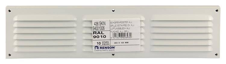 Renson 1006316 - schoepenrooster vlak alu ral 9010 400x100mm | 10 stuks