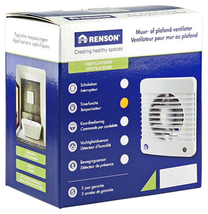 Renson 1006446 - mechanische ventilator met timer 7202t wit ø 125 | 2 stuks