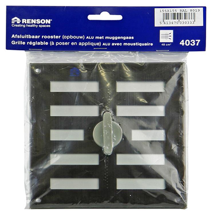 Renson 1006326 - regelbare rooster opb. 4037 alu ral 8019 155x155mm | 2 stuks