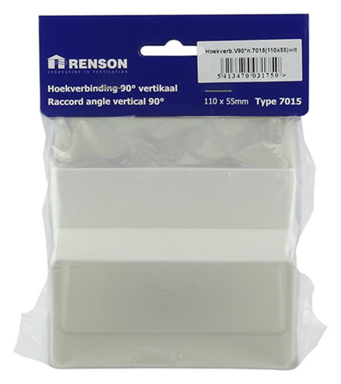 Renson 1006403 - pvc hoekverbinding vert.90° 7015 wit 110x55mm | 3 stuks