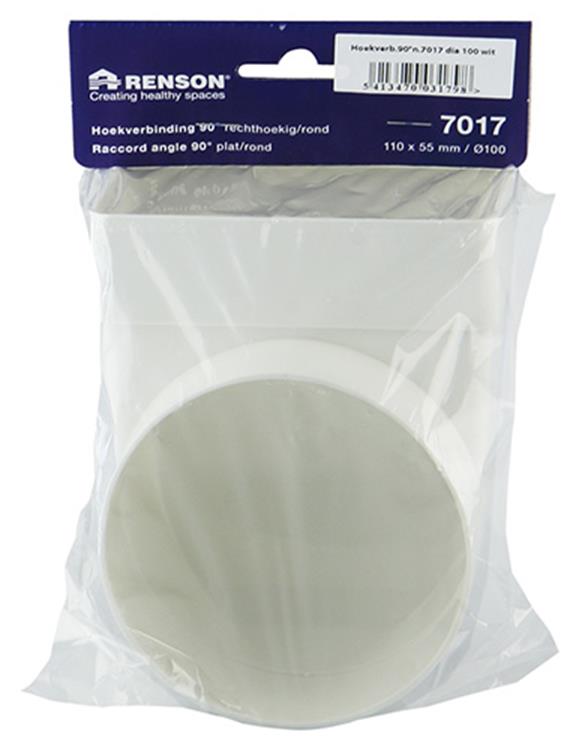 Renson 1006407 - pvc hoekverbinding rechth rond90° 7017 wit ø 100 | 3 stuks