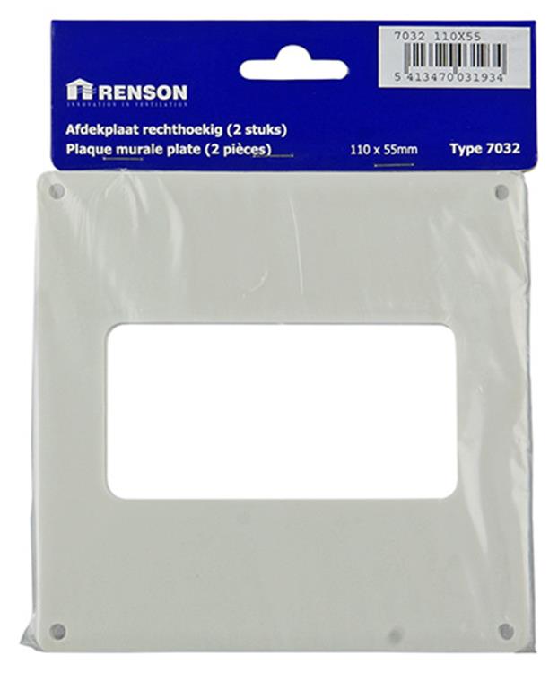 Renson 1006429 - set 2 st.pvc afdekplaten 7032 wit 110x55mm | 5 stuks