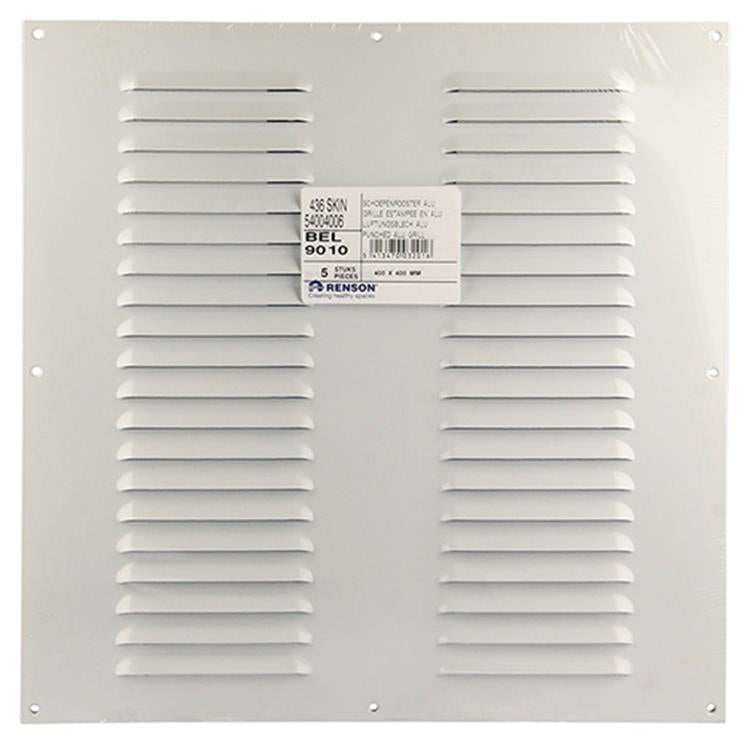 Renson 1006319 - schoepenrooster vlak alu ral 9010 400x400mm | 5 stuks