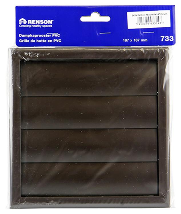 Renson 1006375 - dampkaprooster opbouw 733 pvc ral 8019 187x187mm | 2 stuks