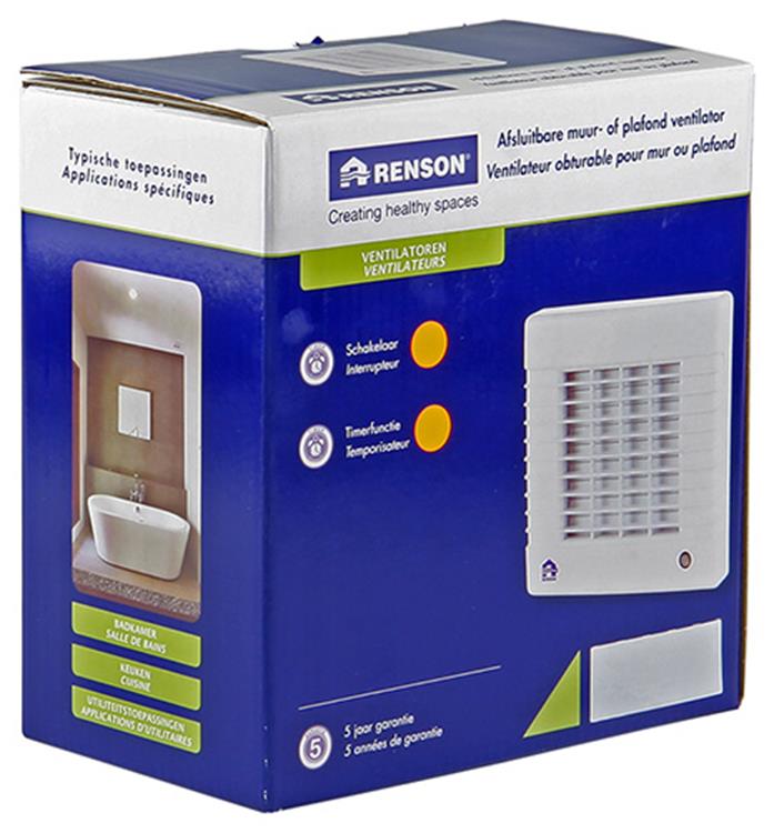Renson 1006451 - afsluitbare ventilator met timer 7221t wit ø 100 | 2 stuks