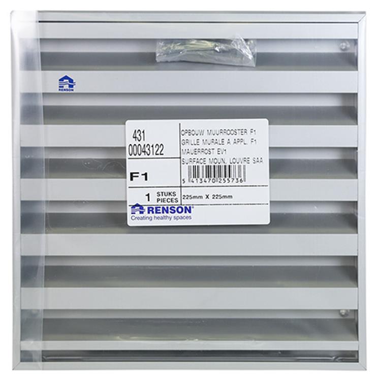 Renson 1013929 - opbouwmuurrooster alu natuur 431 225x225mm | 2 stuks