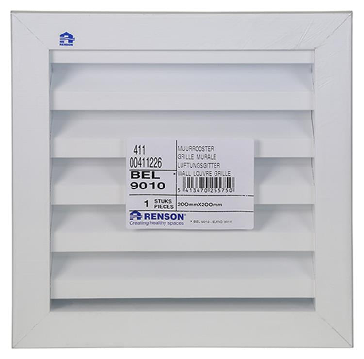Renson 1006610 - inbouw muurrooster 411 ral 9010 200x200mm | 2 stuks