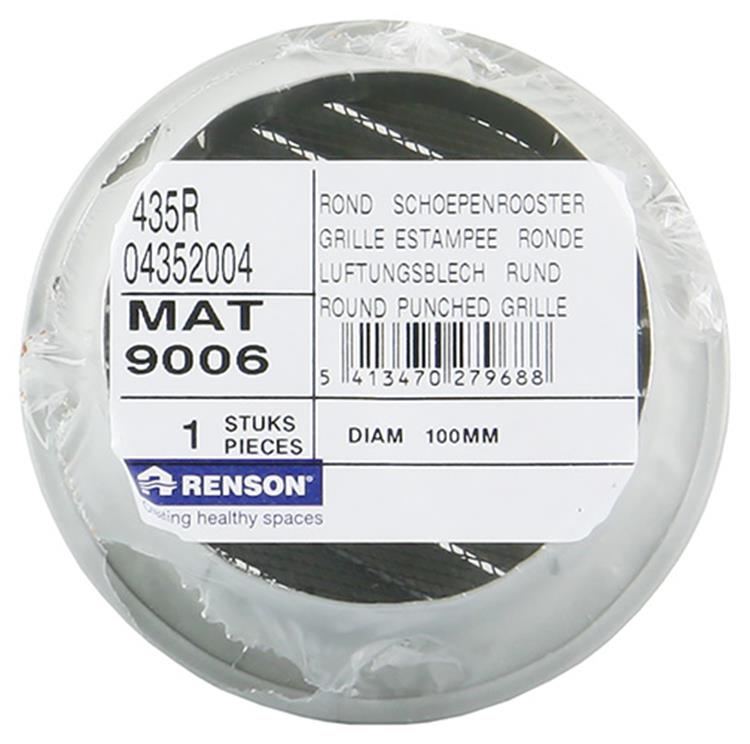 Renson 1008243 - ronde schoepenrooster inb. 435 r ral 9006 ø 100 | 8 stuks