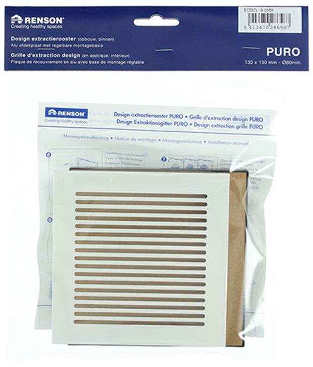 Renson 1048748 - regelbaar extractierooster design afwerking dia 80 | 2 stuks